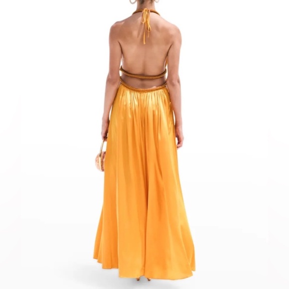 NWT Cult Gaia Salee Strappy Hand Beaded Silk Gown Marigold Size 4 - Picture 15 of 15